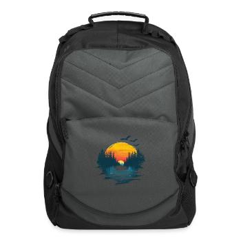 Sunset Silhouette With Pine Trees - Computer Backpack - charcoal - Front
