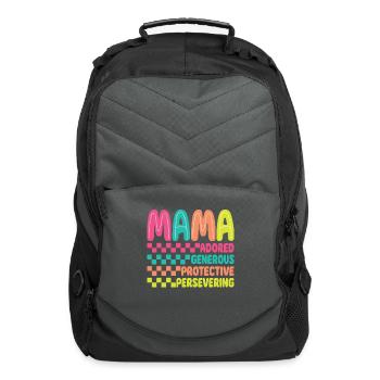 Retro Checkered Mama Mom Mother's Day - Computer Backpack - charcoal - Front