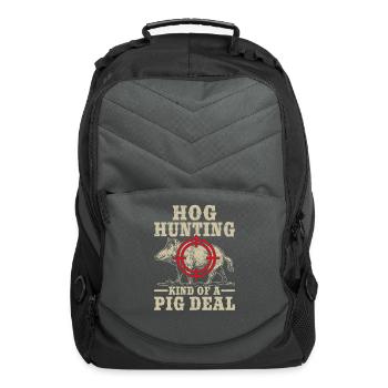 Hog Hunting Pun Funny Wild Boar Hunter - Computer Backpack - charcoal - Front