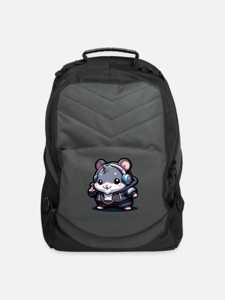 Gray Hip Hop Hamster - Computer Backpack - charcoal