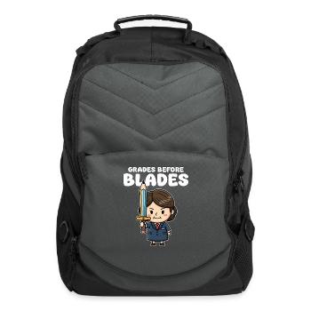 GRADES BEFORE BLADES - TEACHER GIFT - Computer Backpack - charcoal - Front