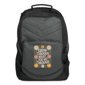 Grow Through What You Go Through Boho Flower - Computer Backpack - charcoal - Front