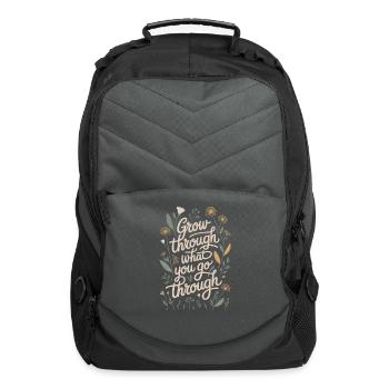 Boho Flower Vintage Inspiring Quote Grow Through - Computer Backpack - charcoal - Front