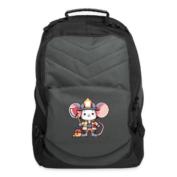 Cute Mouse Firefighter - Computer Backpack - charcoal - Front