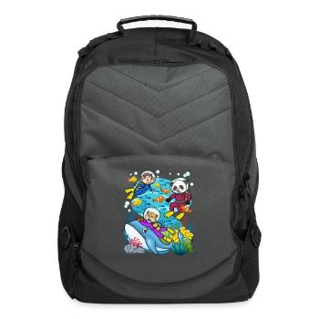 Aquatic Animals and Ocean-themed Scuba Diver - Computer Backpack - charcoal - Front