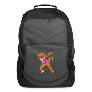 British Sports Flag Dabbing Cat Golfer Athlete - Computer Backpack - charcoal - Front
