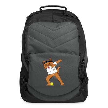 British Racket Sports Flag Dabbing Cat Athlete - Computer Backpack - charcoal - Front