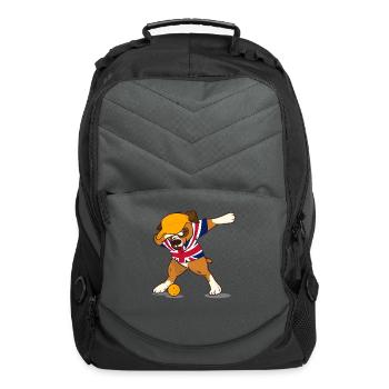 British Sports Flag Dabbing Dog Athlete Pickleball - Computer Backpack - charcoal - Front