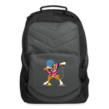 British Racket Sports Flag Dabbing Dog Athlete - Computer Backpack - charcoal - Front