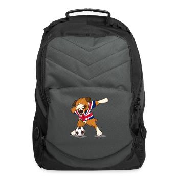 British Sports Flag Dabbing Dog Football Athlete - Computer Backpack - charcoal - Front