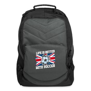 Life Is Better With British Flag Football Player - Computer Backpack - charcoal - Front