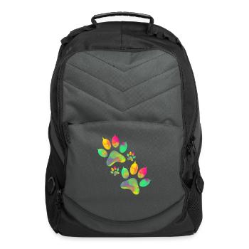 Paint Colored Cat Paw Print Animal Meme Cute - Computer Backpack - charcoal - Front