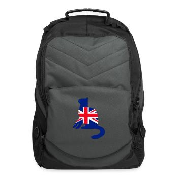 Patriotic Kitten Lover British Flag Silhouette - Computer Backpack - charcoal - Front