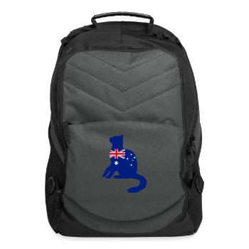 Patriotic Kitten Lover British Flag Silhouette - Computer Backpack - charcoal - Front