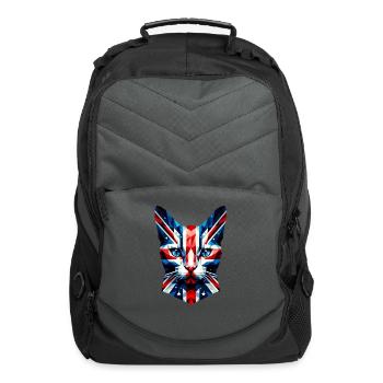 British Flag Poly Art Crystal Kitten Silhouette - Computer Backpack - charcoal - Front
