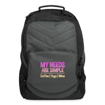 My Needs Are Simple, Coffee Yoga Wine 2 - Computer Backpack - charcoal - Front