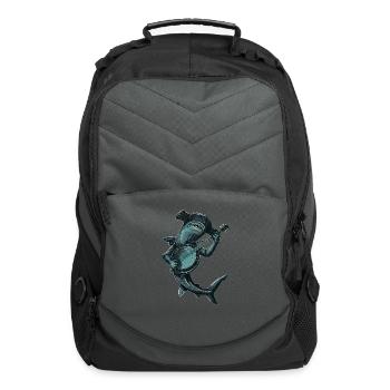 Hammerhead Shark Ocean Animal Bluegrass Banjo Play - Computer Backpack - charcoal - Front
