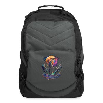 Dolphin Ocean Animal Howling Moon - Computer Backpack - charcoal - Front