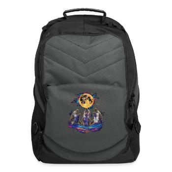 Dolphin Ocean Animal Howling Moon - Computer Backpack - charcoal - Front