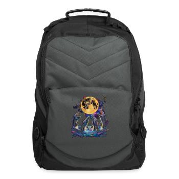 Dolphin Ocean Animal Howling Moon - Computer Backpack - charcoal - Front