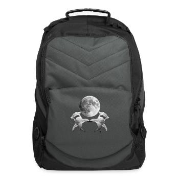 Hammerhead Shark Ocean Animal Howling Moon - Computer Backpack - charcoal - Front