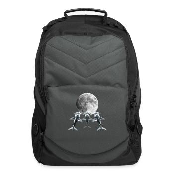 Hammerhead Shark Ocean Animal Howling Moon - Computer Backpack - charcoal - Front