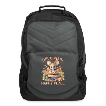 The Library Is My Happy Place Mouse - Computer Backpack - charcoal - Front