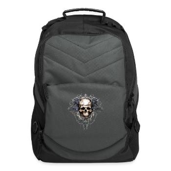 Gothic Art Print with Skull and Roses - Computer Backpack - charcoal - Front