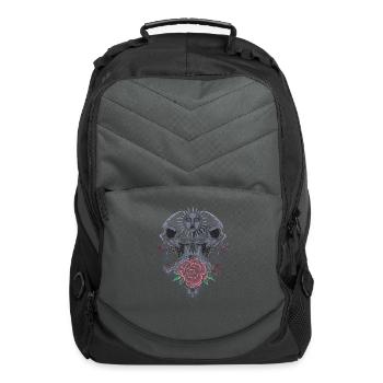 skull and roses - Computer Backpack - charcoal - Front