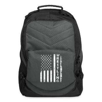 Wrestling Vintage Usa Flag Wrestling - Computer Backpack - charcoal - Front