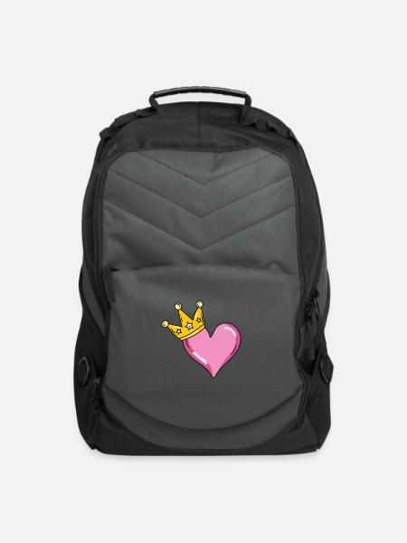 VSCO Girl Pink Heart with Crown - Computer Backpack - charcoal