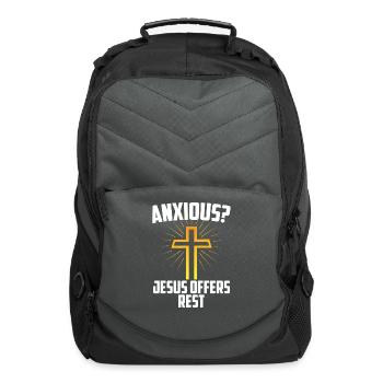 Anxious Jesus Offers Rest Christian - Computer Backpack - charcoal - Front