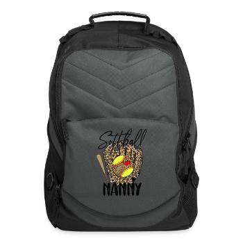 Softball Nanny Leopard Game Day Softball Lover - Computer Backpack - charcoal - Front