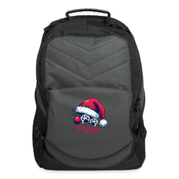 Paws With Santa Hat Tees Paw Cats Dogs Reindeer - Computer Backpack - charcoal - Front