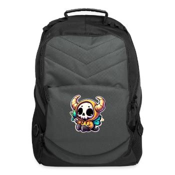 Cute Horned Skull enjoys the butterflies - Computer Backpack - charcoal - Front