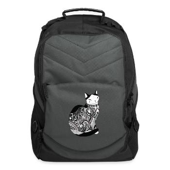 Cat In Tribal Tattoo - Computer Backpack - charcoal - Front
