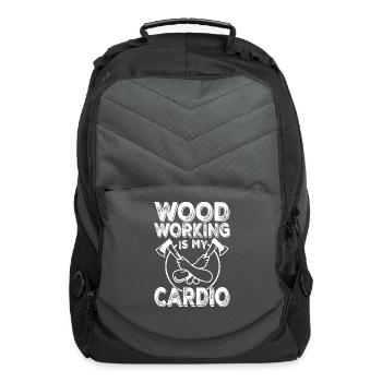 Wood Working Is My Cardio - Computer Backpack - charcoal - Front