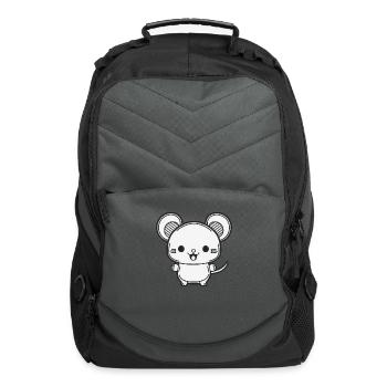 Kawaii Cute Happy Mouse - Computer Backpack - charcoal - Front