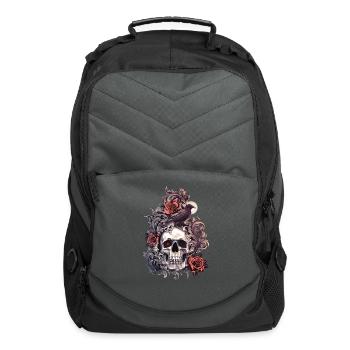 Skull Crow and Roses - Computer Backpack - charcoal - Front