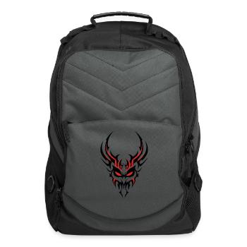 Tribal Skull with Glowing Red Accents - Computer Backpack - charcoal - Front