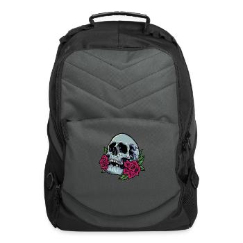 skull with roses - Computer Backpack - charcoal - Front