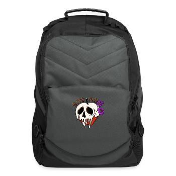 Bite Me - Halloween Skull Poison Apple & Flowers - Computer Backpack - charcoal - Front