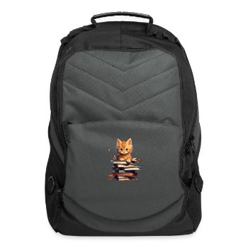 Bookish Feline - Computer Backpack - charcoal - Front