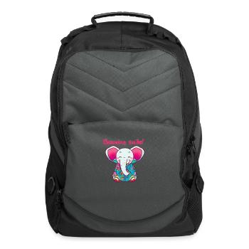 Adorable Japanese Zen Elephant - Computer Backpack - charcoal - Front