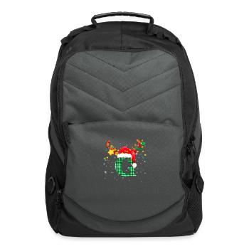 letter g initial name leopard plaid christmas paja - Computer Backpack - charcoal - Front