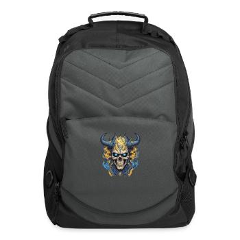 Ethereal Blaze: Horned Skull - Computer Backpack - charcoal - Front