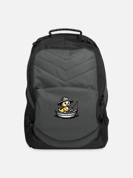 Fishing Fowl: The Angler Duck - Computer Backpack - charcoal