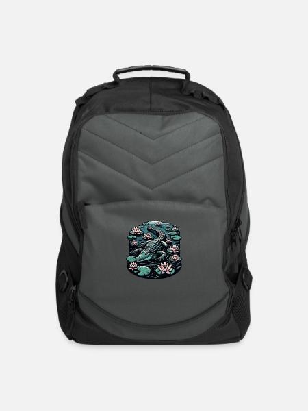 Lotus Gator: Guardian of the Water Lilies - Computer Backpack - charcoal
