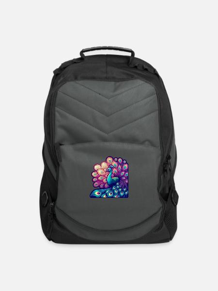 Peacock Splendor: Majesty of Colors - Computer Backpack - charcoal