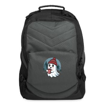 Cute Ghost With Cup of Cocoa - Computer Backpack - charcoal - Front